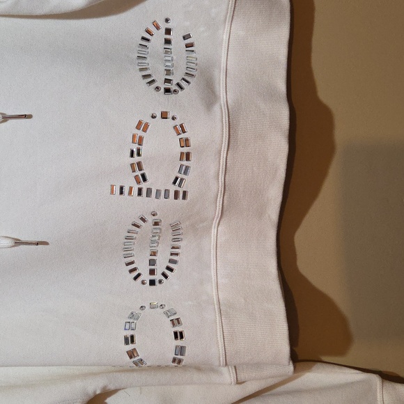 Bebe Cream Cropped Hoodie with Logo Detail Size XL - Picture 4 of 4